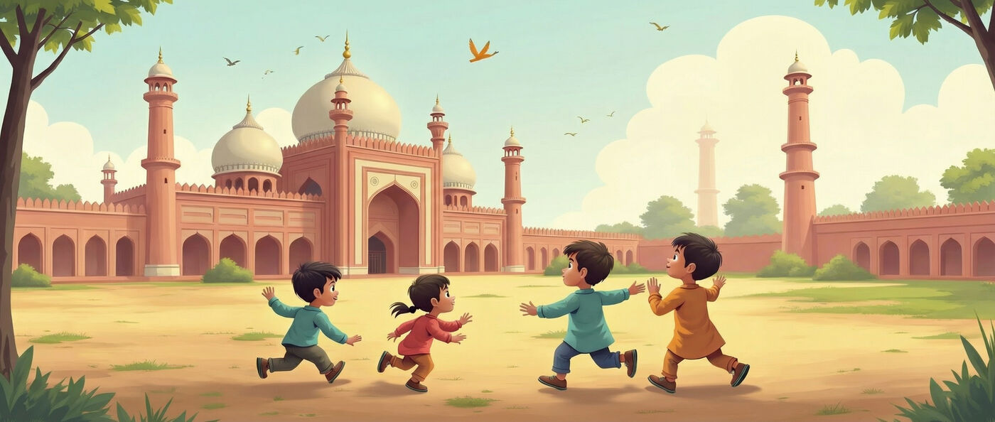 Children playing at Badshahi Mosque
